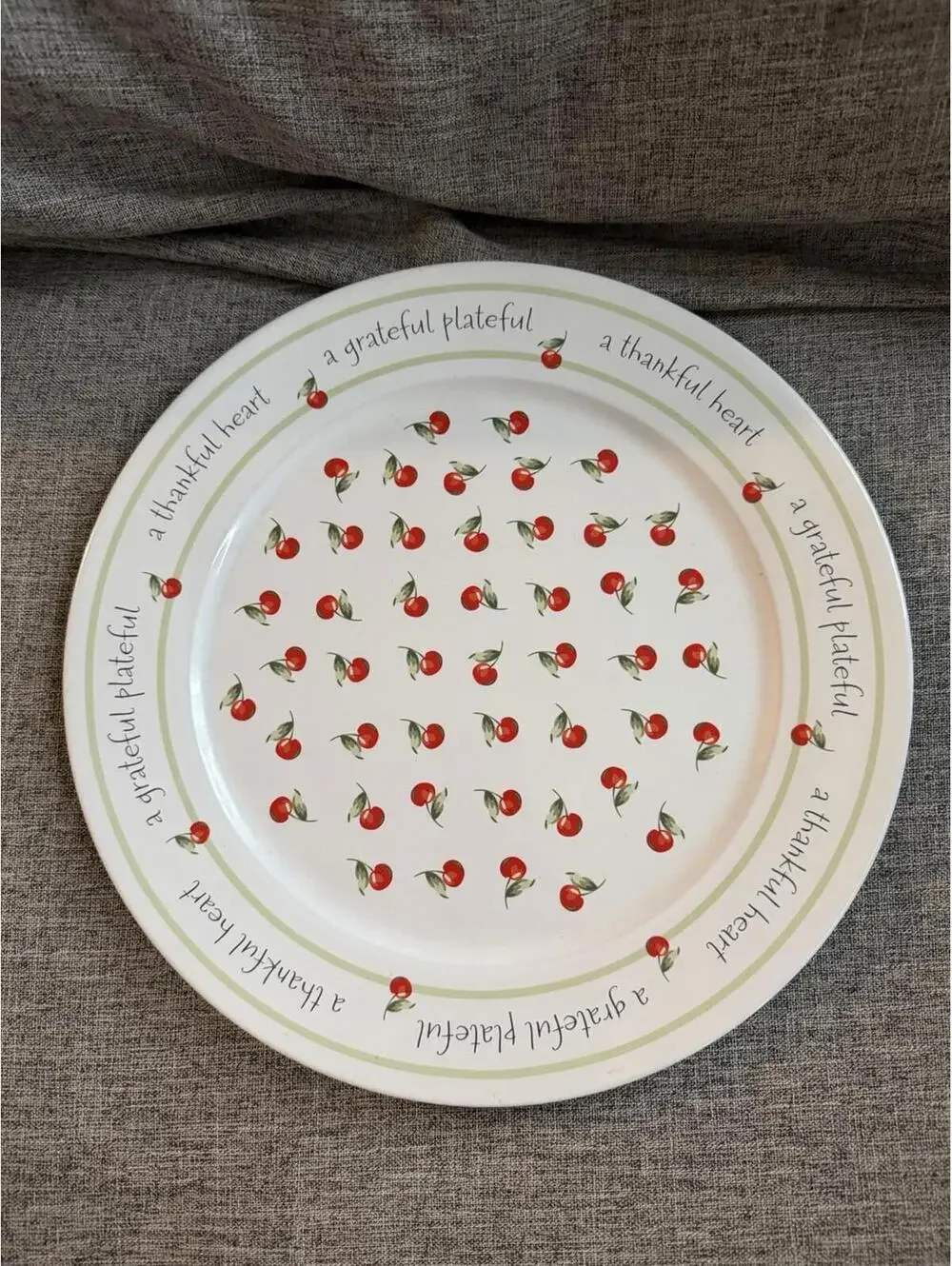 Hallmark Grateful Plateful 12” Serving Plate Cherries Inscription Vintage